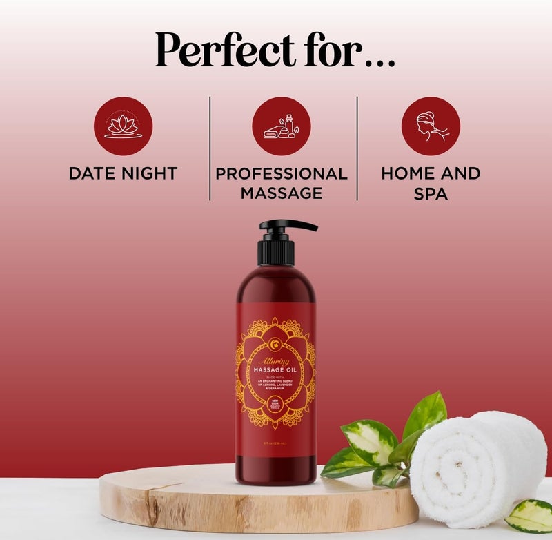 Maple Holistics Relaxing Massage Oil for Massage Therapy - Enchanting Essential Oil Based Full Body Massage Oil for Muscles Neck Foot and Back Massages with Apricot Geranium and Almond Oil - Huile Massage Relaxant - Image 1