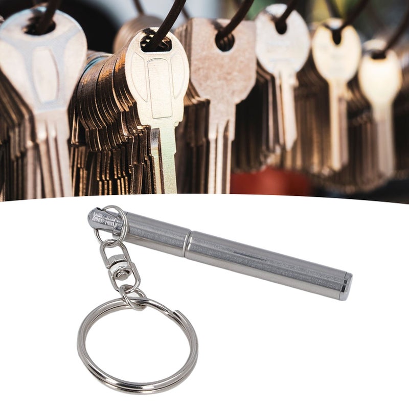 Stainless Steel Retractable Pocket Pen Simple Portable Metal Keychain Key Chain Gift - Image 5