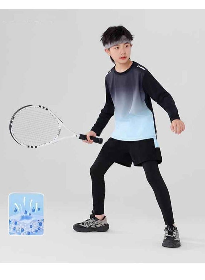 Children's Long Sleeved Long Pants Two-Piece Running Basketball Training Quick Drying Sports Suit  - Image 1