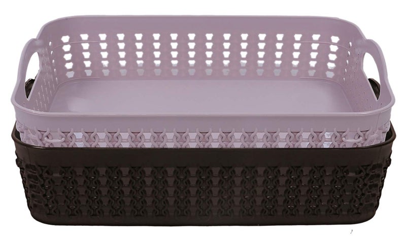 Kuber Industries Plastic 2 Pieces Multipurpose Storage Basket Set (Grey & Black)-CTKTC13421 - Image 1