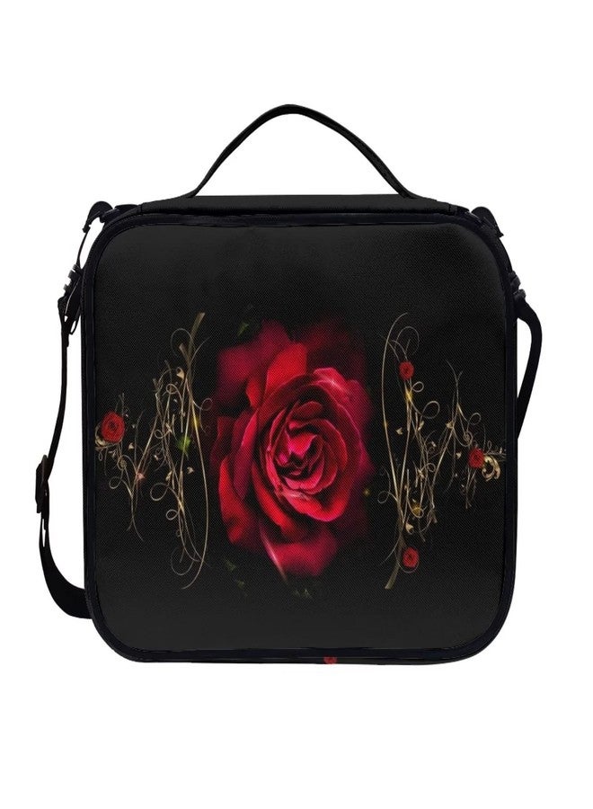 Talayituse Red Rose Print Bible Cover with Handles and Shoulder Strap, Portable Zippered Bible Carrying Case Large Size Book Cover Church Tote Bag Gift for Women Men - Image 4