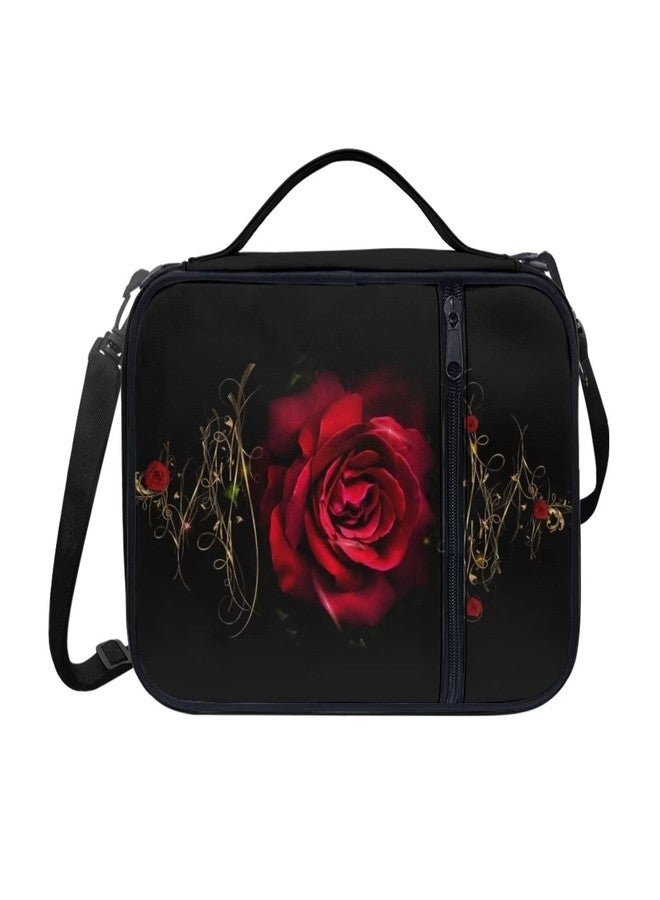 Talayituse Red Rose Print Bible Cover with Handles and Shoulder Strap, Portable Zippered Bible Carrying Case Large Size Book Cover Church Tote Bag Gift for Women Men - Image 1