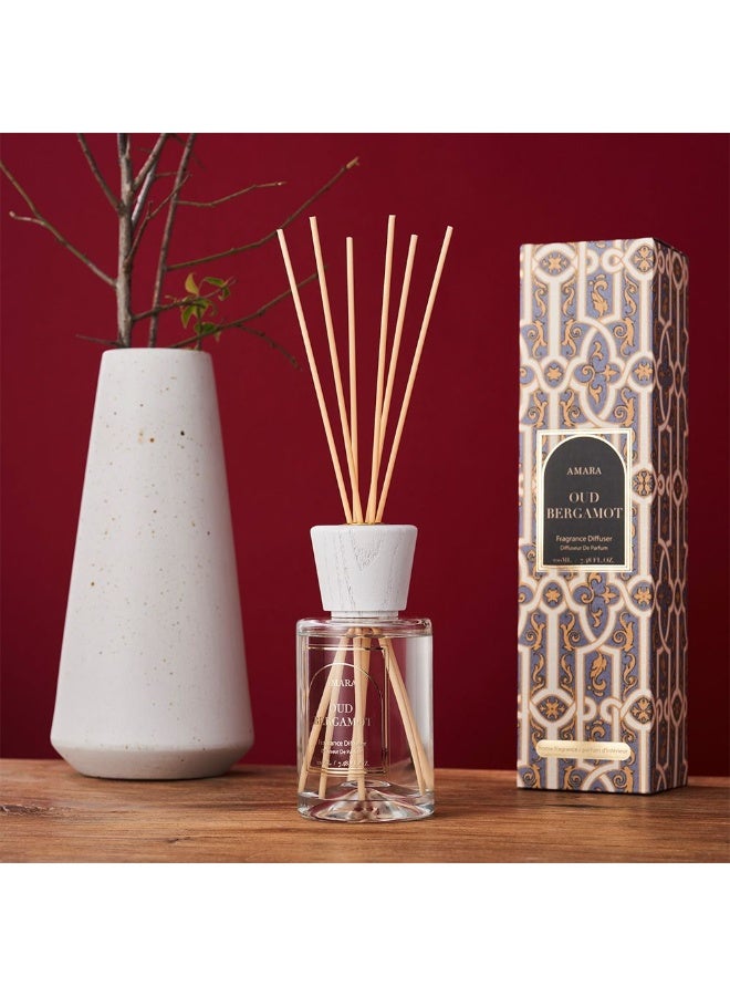 Danube Home Amara Silpa Reed Diffuser Oud Bergamot - 220Ml Elegant Home Fragrance Decor Long-Lasting Aroma Oils For Room & Offices Decorative Home Accessories - 8X8X31.2Cm Glass Bottle - Image 5