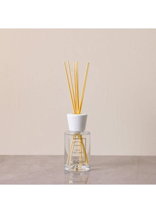 DANUBE HOME Danube Home Amara Silpa Reed Diffuser Oud Bergamot - 220Ml Elegant Home Fragrance Decor Long-Lasting Aroma Oils For Room & Offices Decorative Home Accessories - 8X8X31.2Cm Glass Bottle