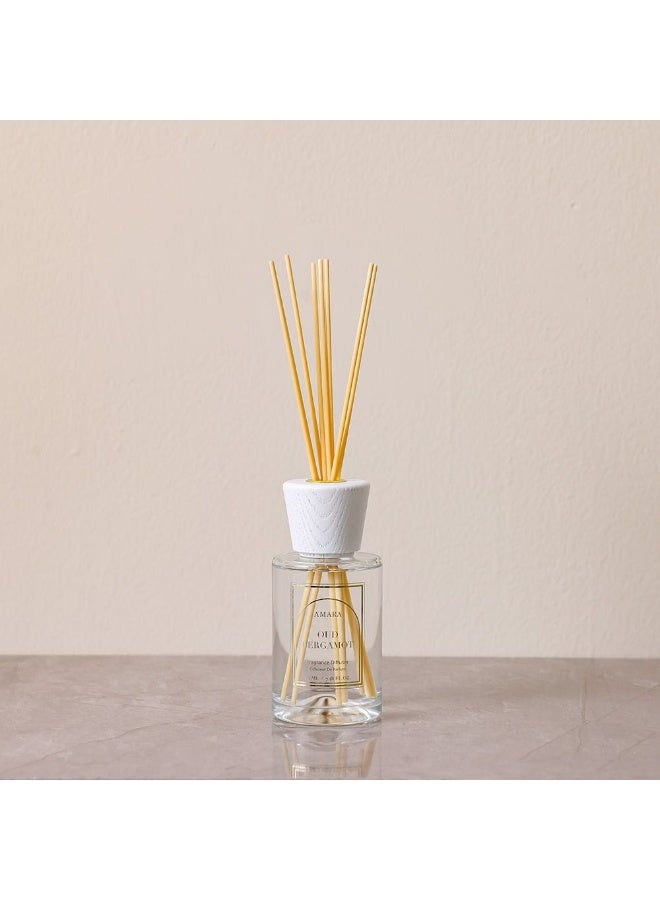Danube Home Amara Silpa Reed Diffuser Oud Bergamot - 220Ml Elegant Home Fragrance Decor Long-Lasting Aroma Oils For Room & Offices Decorative Home Accessories - 8X8X31.2Cm Glass Bottle - Image 1