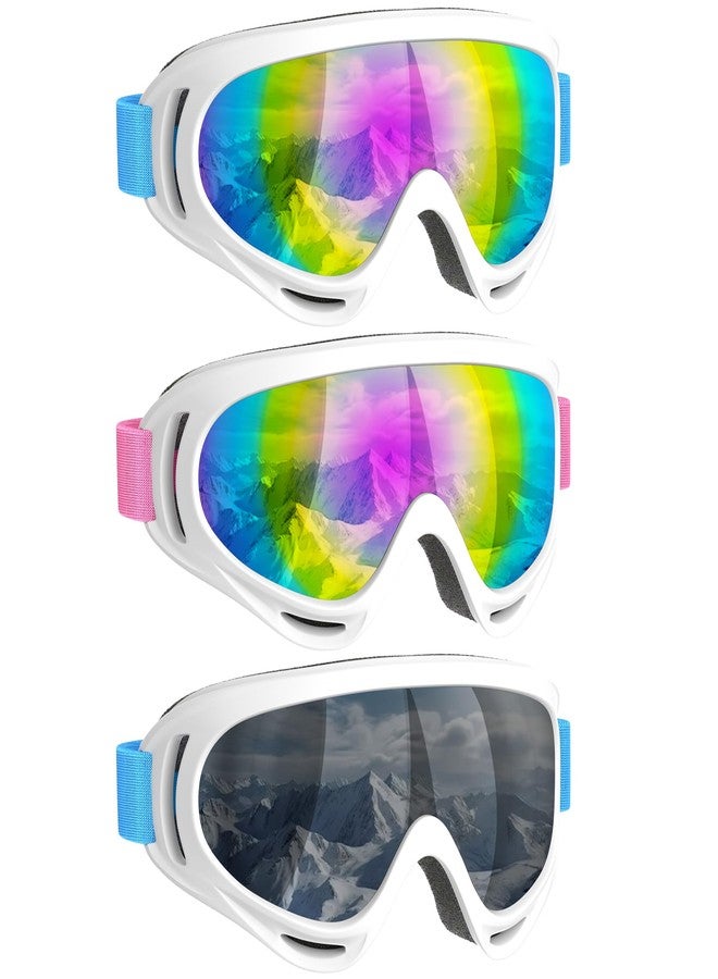 COOLOO 3 Pack Kids Ski Goggles，Wide View Anti-fog Snowboard Goggles with UV400 Protection，Dust-Proof & Adjustable Snow Goggles for Boys Girls Youth Men Women - Image 1