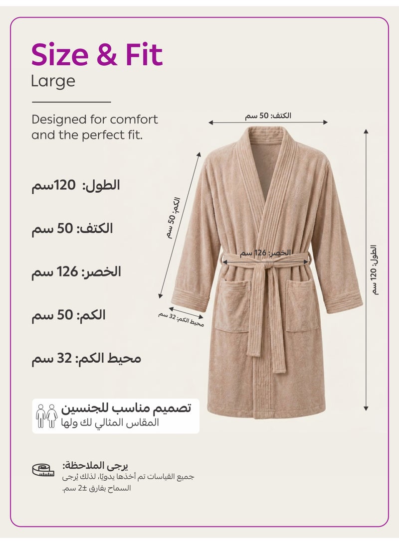 Donetella 1-Pcs Unisex  Bathrobe  L Size - Kimono Collar, Highly Absorbent, Quick Dry, Soft Spa Robe with Belt & Pockets - Microfiber 330 GSM, Everyday Use - Image 4