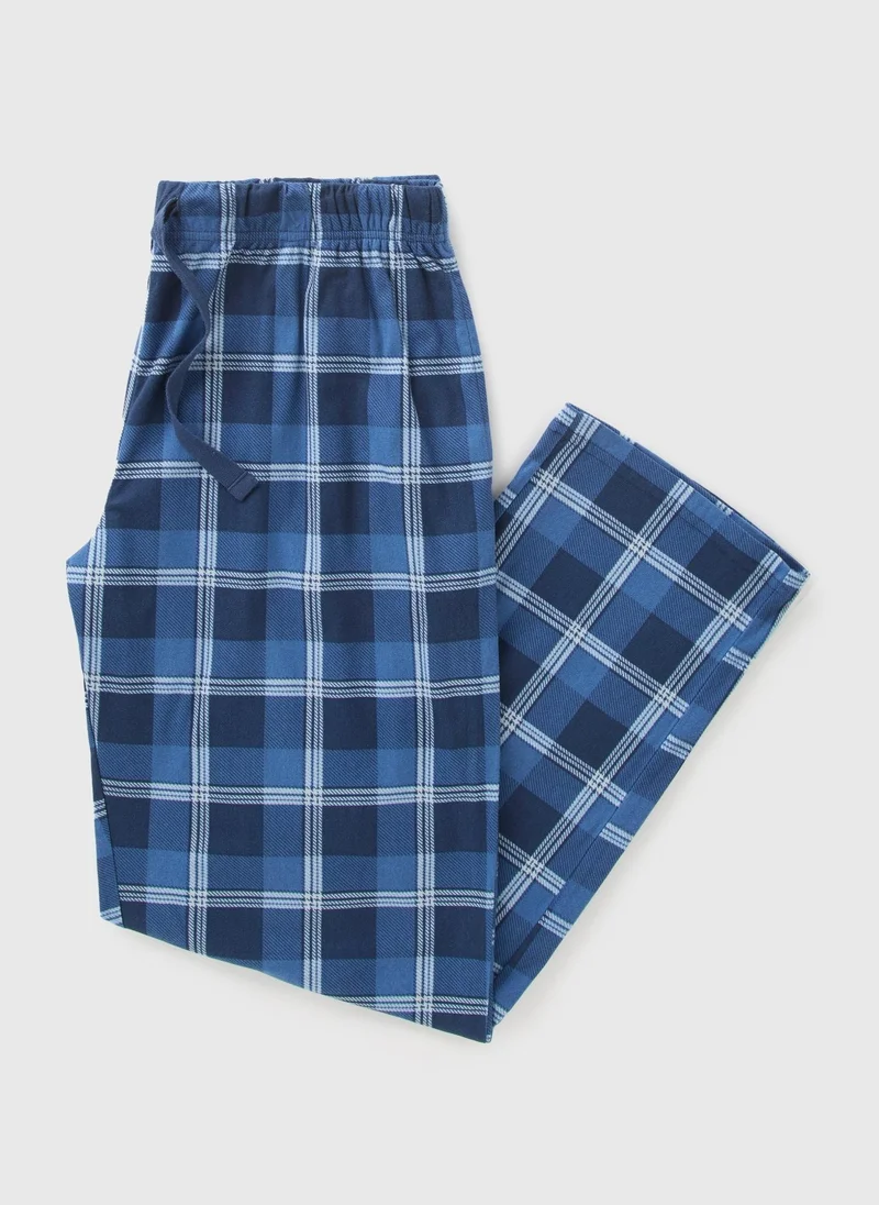 Matalan Blue Fleece Check Pyjama Bottoms