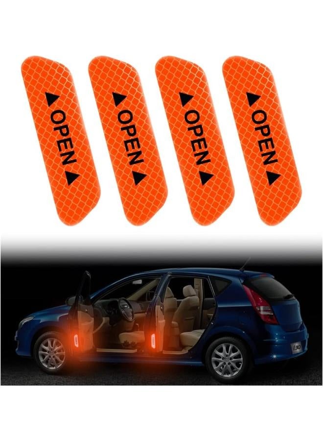 EasyLife 4 Pieces Car Door Open Warning Reflective Stickers, Night Visibility Auto Safety Prompt Decals  - Image 1