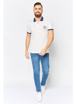 DeFacto Men Slim Fit Short Sleeve Graphic Print Polo Shirt, Off White  - Image 2