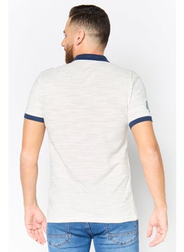 DeFacto Men Slim Fit Short Sleeve Graphic Print Polo Shirt, Off White  - Image 3