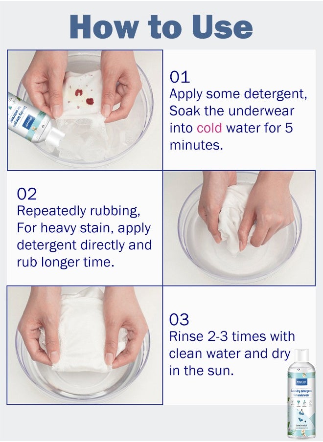 WILLIAM WEIR - 300ml Underwear Detergent Laundry Liquid Lingerie Panty Cleaner Stain Remover Remove Blood Dirt and Bad Smell - Image 1