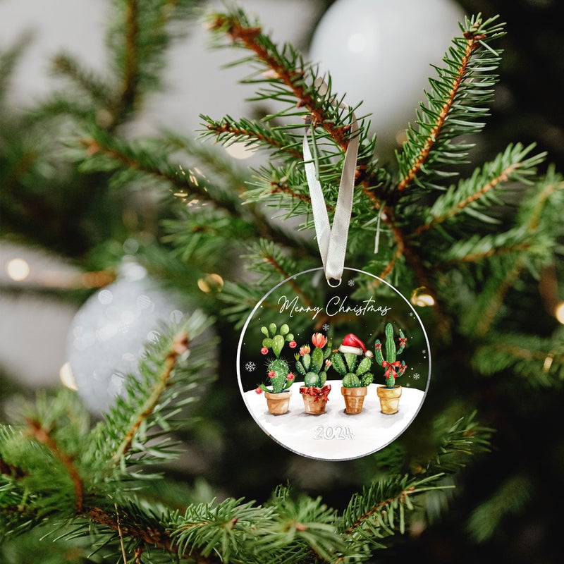 HUNIGIFT Cactus Ornament - Cactus Christmas Ornament - Cactus Ornaments for Christmas Tree  Cactus Xmas Ornaments - Cactus Gifts  Cactus Lovers Gifts  Cactus Themed Gifts - Acrylic Christmas Ornaments 2024 - Image 5