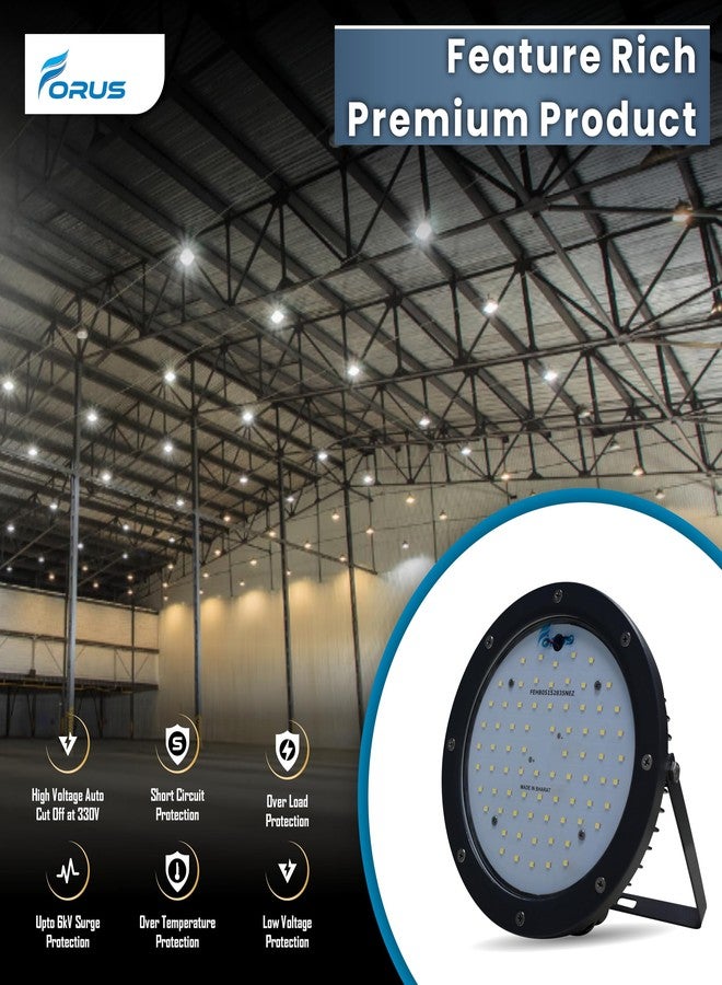 Forus مصباح فوروس LED عالي الإضاءة بقدرة 50 واط | ضمان 5 سنوات، مصباح LED صناعي فائق السطوع للمستودعات والمصانع والجراجات وورش العمل والمستودعات، مصباح معلق تجاري موفر للطاقة، أبيض بارد، قطعة واحدة - Image 3