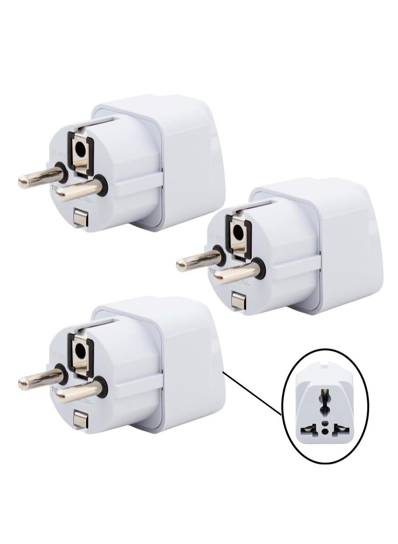 Universal Plug Adapter EU 2 pin  to pin  Universal Plug Adapter for All Countries (3 Pack) AC 110V to 230V 3 Pin Germany France Europe Plug Converter - Image 1
