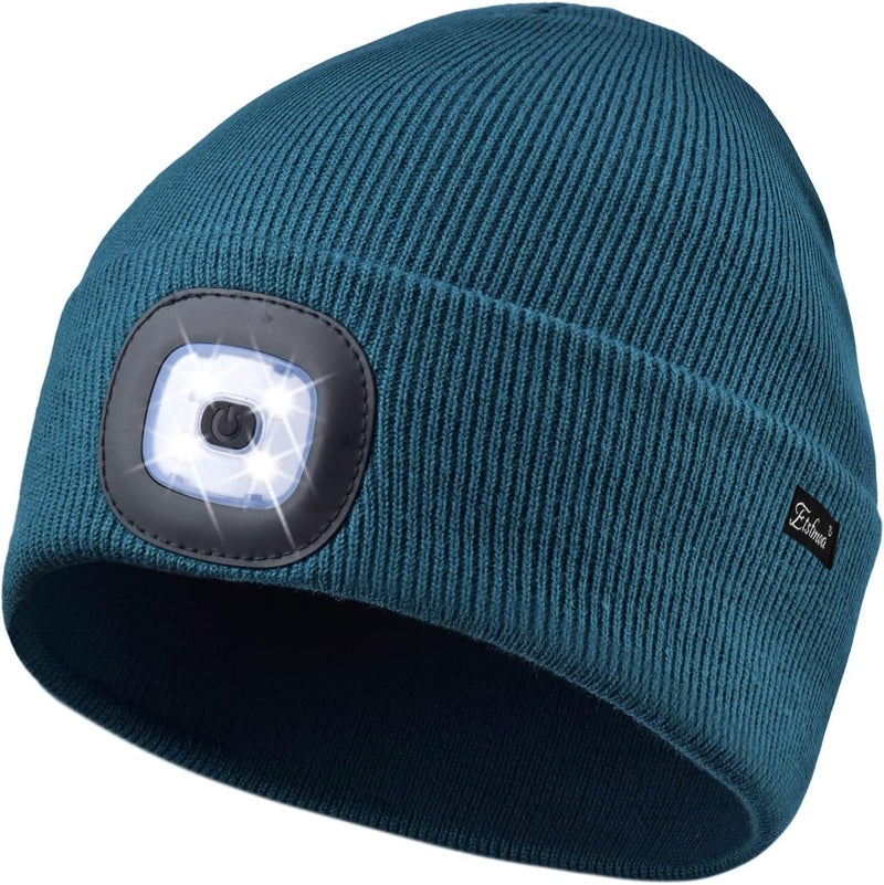 Etsfmoa Store Unisex Beanie with The Light Gifts for Men Dad Father USB Rechargeable Caps - Image 1