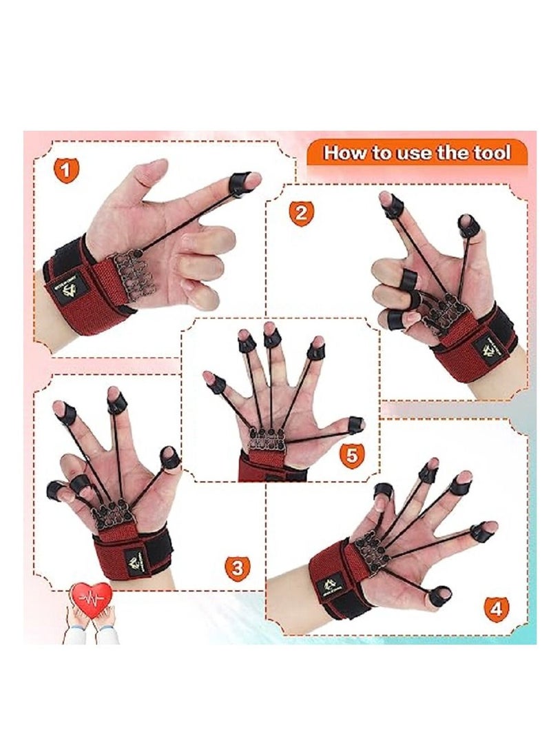 Generic Finger Exerciser Finger Stretcher Finger Resistance Band Guitar Strength Trainer Reverse Grip Strengthener Climbing Exercise Equipment Finger Extensor Strengthener for Wrist Hand  - Image 5