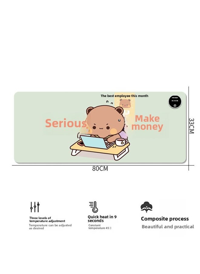 Generic - Button Timing Heating Mouse Pad Office Intelligent Heating Table Pad Student Dormitory Writing Warm Table Pad Wholesale-Color:80*33cm Three-speed Temperature Control Thickened Version-Pattern:KT246 - Image 1