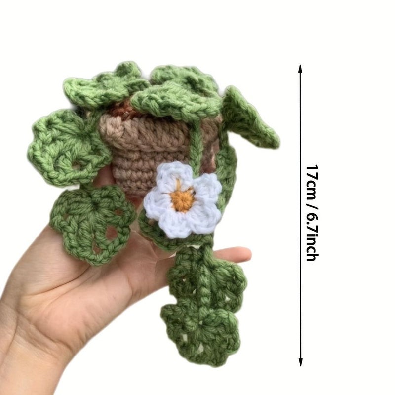 Handmade Crochet Green Leaves Plant Car Vent Clip Women Car Accessories Decorative Ornament - Image 2