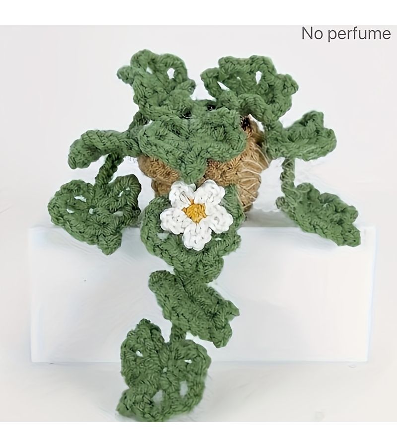 Handmade Crochet Green Leaves Plant Car Vent Clip Women Car Accessories Decorative Ornament - Image 5