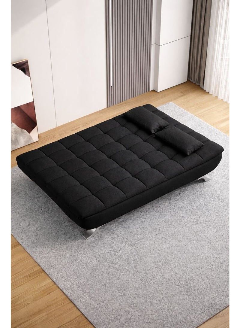 Harmony Home Leather Fabric Sofa  Bed – Modern Folding Convertible Sofa Bed with Pillow, Compact Space-Saving Design for Living Room, Apartment, Dorm & Office - Black - Image 4