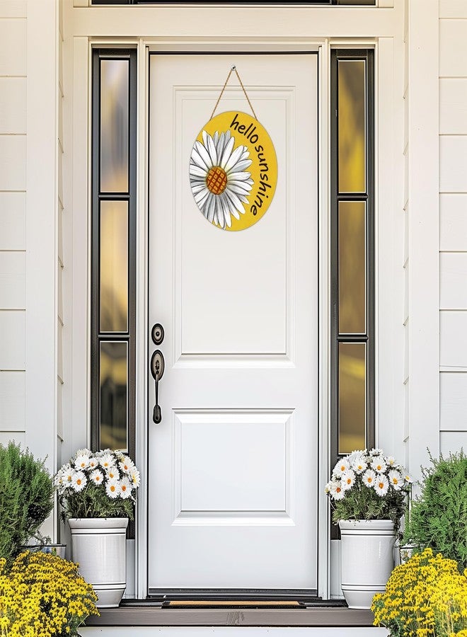 YUNKKIN Summer Decorations for Home Daisy Summer Door Decor Hello Sunshine Door Sign Daisy Wreaths for Front Door Wooden Front Door Hanger Hanging Sign for Office Porch Wall Indoor Home Decor - Image 3