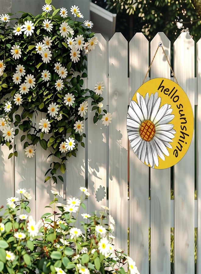 YUNKKIN Summer Decorations for Home Daisy Summer Door Decor Hello Sunshine Door Sign Daisy Wreaths for Front Door Wooden Front Door Hanger Hanging Sign for Office Porch Wall Indoor Home Decor - Image 5