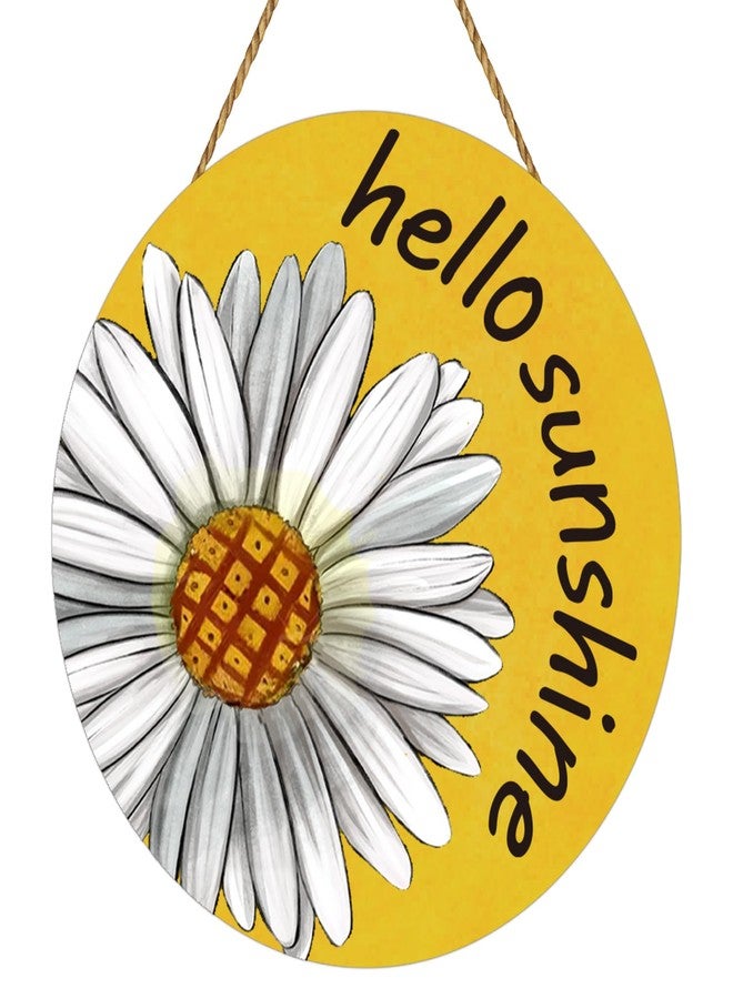 YUNKKIN Summer Decorations for Home Daisy Summer Door Decor Hello Sunshine Door Sign Daisy Wreaths for Front Door Wooden Front Door Hanger Hanging Sign for Office Porch Wall Indoor Home Decor - Image 1