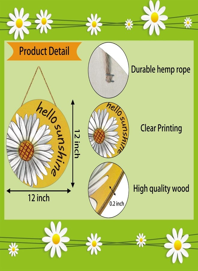 YUNKKIN Summer Decorations for Home Daisy Summer Door Decor Hello Sunshine Door Sign Daisy Wreaths for Front Door Wooden Front Door Hanger Hanging Sign for Office Porch Wall Indoor Home Decor - Image 2