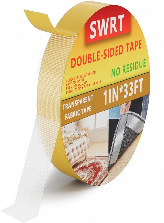 SWRT Double Sided Fabric Tape 1" x 33FT - Heavy Duty, Clear, No Residue, Strong Adhesion for Carpet, Crafts, Clothing, Outdoor & Indoor Use - Image 1