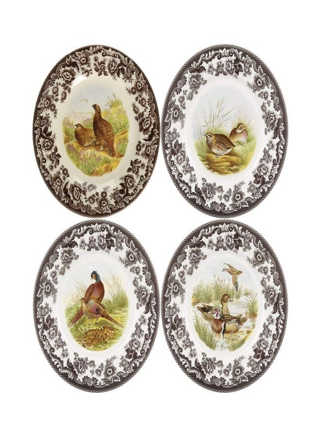 Spode Woodland Canapé Plate Set - 4 Piece 6.5 Inch Fine Porcelain Plates Featuring Red Grouse, Pheasant, Quail & Wood Duck Motifs - Microwave, Dishwasher & Warm Oven Safe, Made in England - Image 1