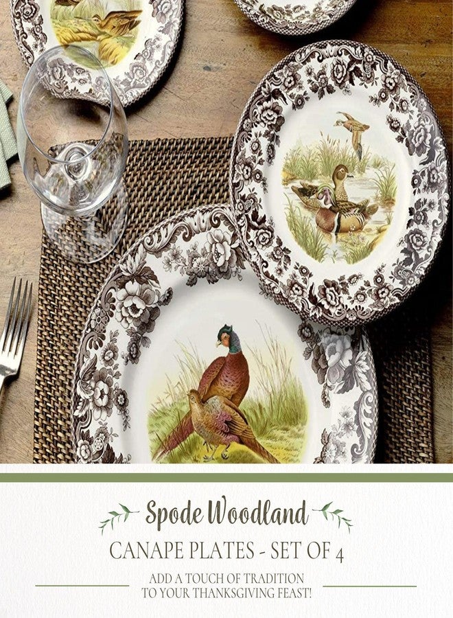 Spode Woodland Canapé Plate Set - 4 Piece 6.5 Inch Fine Porcelain Plates Featuring Red Grouse, Pheasant, Quail & Wood Duck Motifs - Microwave, Dishwasher & Warm Oven Safe, Made in England - Image 2
