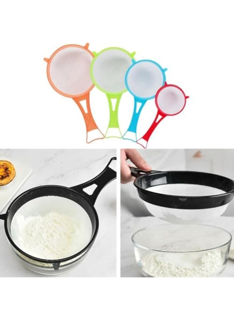 SYOSI 4 Pcs Flour Sifter for Baking, Manual Mesh Strainer with Long Handle, Multifunctional Scoop for Sifting Flour, Powdered Sugar, and Cocoa, Ideal for Baking, Cooking, and Juice Filtering (Random Colors) - Image 2