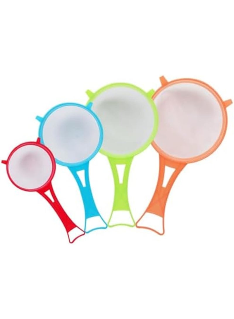 SYOSI 4 Pcs Flour Sifter for Baking, Manual Mesh Strainer with Long Handle, Multifunctional Scoop for Sifting Flour, Powdered Sugar, and Cocoa, Ideal for Baking, Cooking, and Juice Filtering (Random Colors) - Image 1
