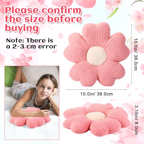 Drydiet 6 Pcs Flower Shaped Pillows Daisy Floor Throw Pillows 15 Inch Flower Seat Cushion for Reading Sofa Couch Bed Decor for Back to School First Day of SchoolBright Color - Image 3