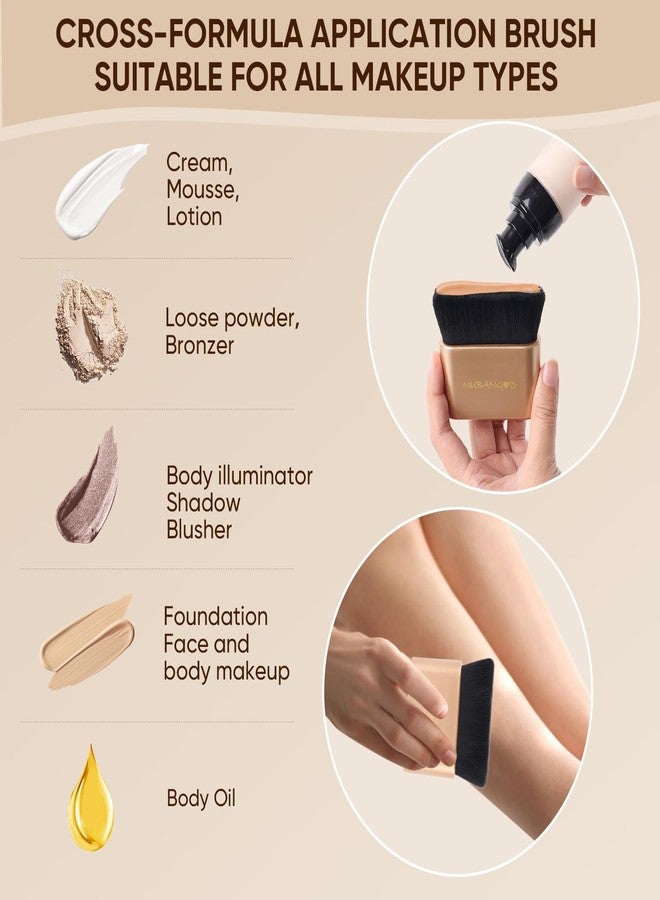 NUBANGOO Professional Kabuki Foundation Brush,Makeup Brush, Self Tanner Brush,Self Tanning brush,Foundation Makeup Brush Cream Powder Liquid,Face Neck Body Leg Tanning Makeup (Gold Black) - Image 2
