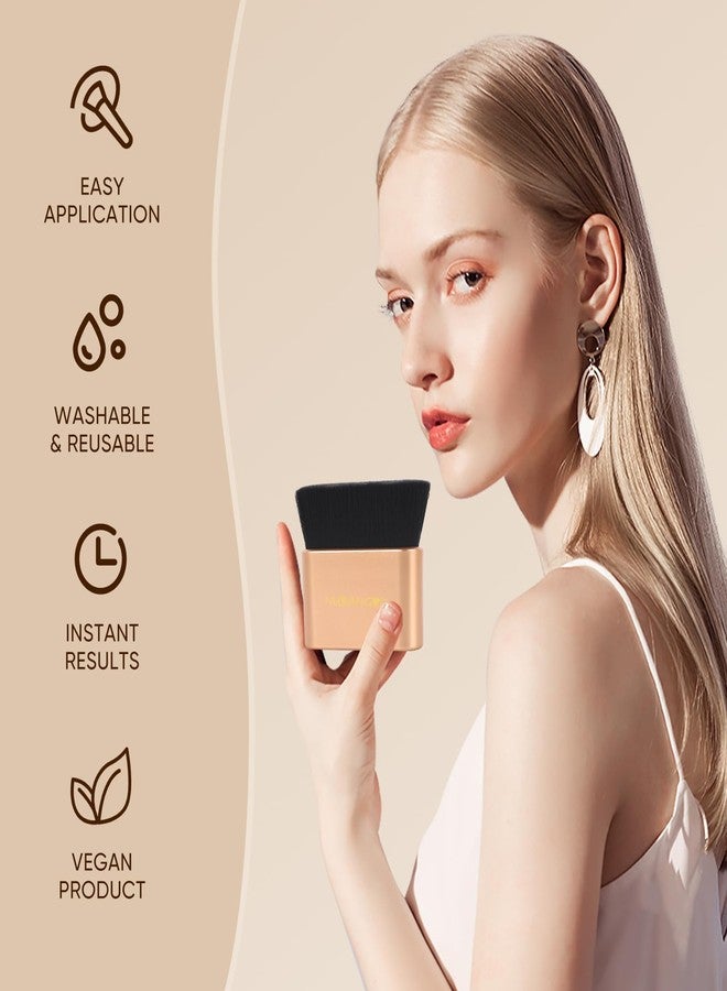 NUBANGOO Professional Kabuki Foundation Brush,Makeup Brush, Self Tanner Brush,Self Tanning brush,Foundation Makeup Brush Cream Powder Liquid,Face Neck Body Leg Tanning Makeup (Gold Black) - Image 4