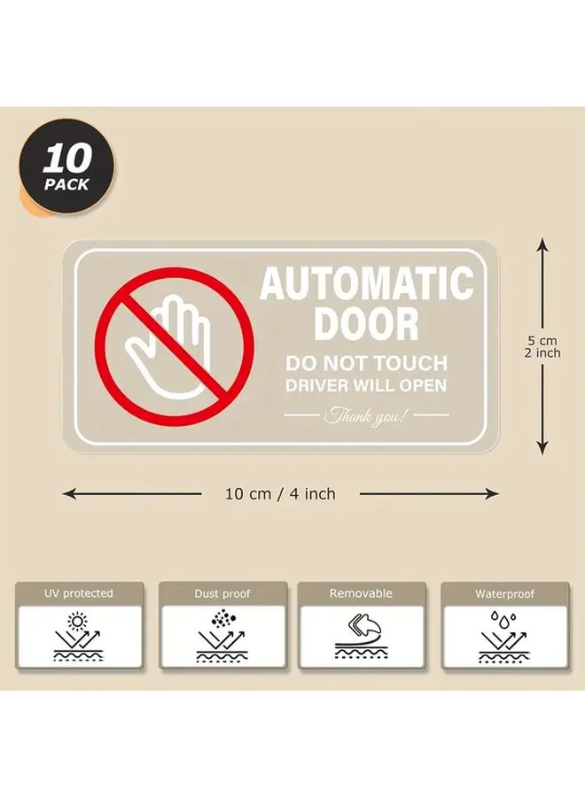 10 Pack 4x2 Inch Automatic Door Warning Vinyl Decals for Vehicles Not Touch Driver Will Open - Image 2