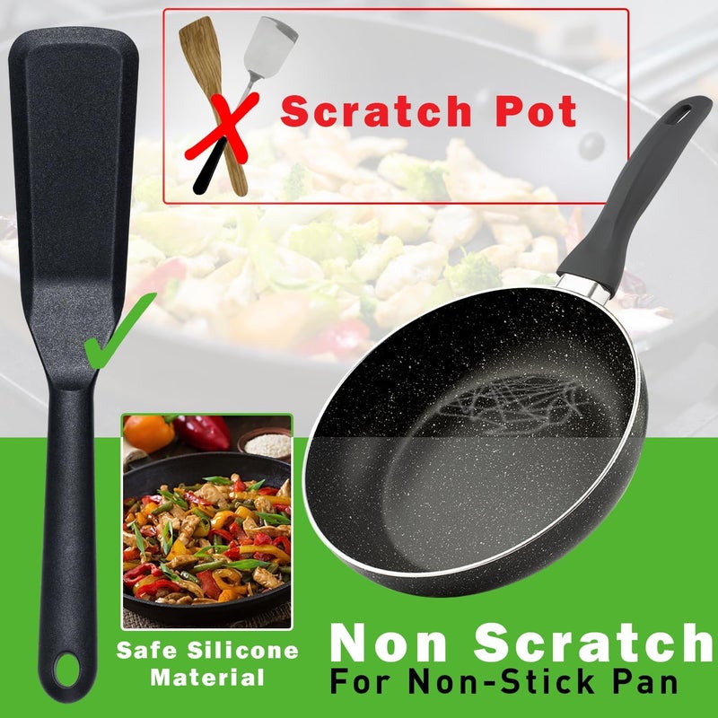 Eggssentials Pack of 2, Egg Spatula - Non-Stick, High Heat Resistant Kitchen Tools for Panckes, Eggs, Baking, Cooking, and Mixing - Black Egg Spatula - Image 3
