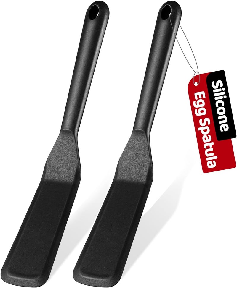 Eggssentials Pack of 2, Egg Spatula - Non-Stick, High Heat Resistant Kitchen Tools for Panckes, Eggs, Baking, Cooking, and Mixing - Black Egg Spatula - Image 1