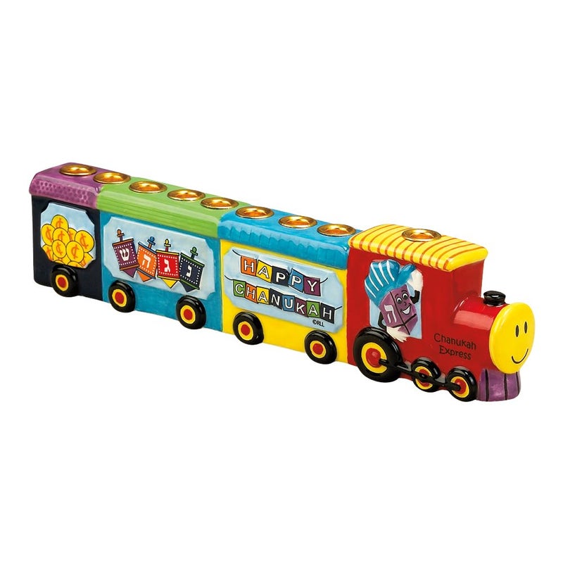 Rite Lite Chanukah Menorah Express Ceramic Menorah  11.5 Multi-Color Hannukah Train Menora Jewish Holiday Party Favors Goodie Bag Decor Accessories Festival of Lights - Image 3