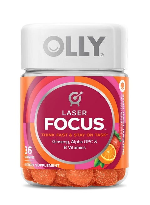 Laser Focus Gummy 18 Day Supply Gummies Ginseng Alpha Gpc B Vitamins Chewable Supplement Berry Tangy Tangerine 36 Count