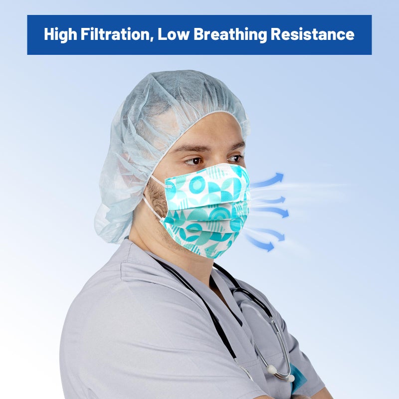 JMU 50 Pack Multicolor Disposable Face Masks, 4-Ply ASTM Level 3 Medical Face Masks for Adults - Image 4
