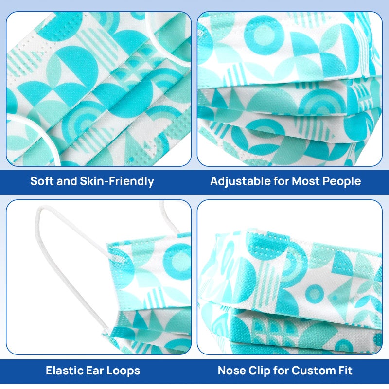 JMU 50 Pack Multicolor Disposable Face Masks, 4-Ply ASTM Level 3 Medical Face Masks for Adults - Image 5