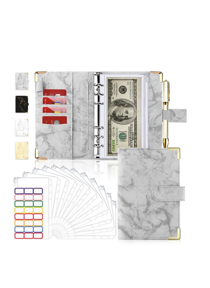 Generic Budget Binder, Budget Binder with Zipper Envelopes, Cash Envelopes for Budgeting and Saving Money, Money Organizer for Cash, 14Pcs Budget Planner with Cash Envelopes Grey  - Image 1
