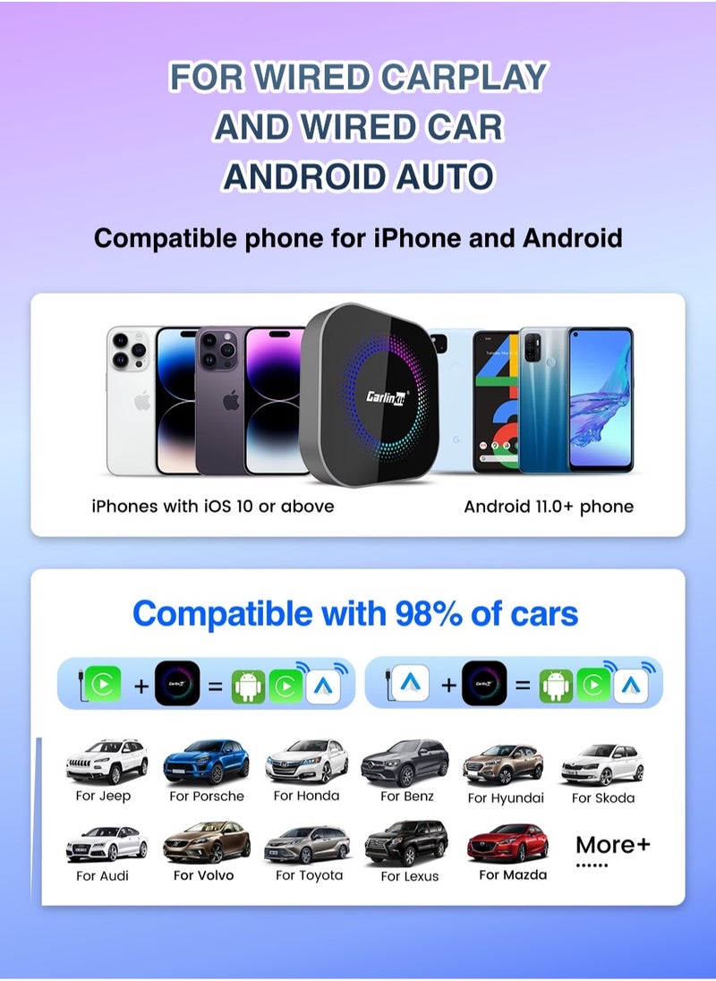 CarlinKit Smart TV Box 8GB+128GB Android 13 Aluminum Glass Box Wireless Android Auto Built-in GPS Play Store For Netflix YouTube For OEM Cars