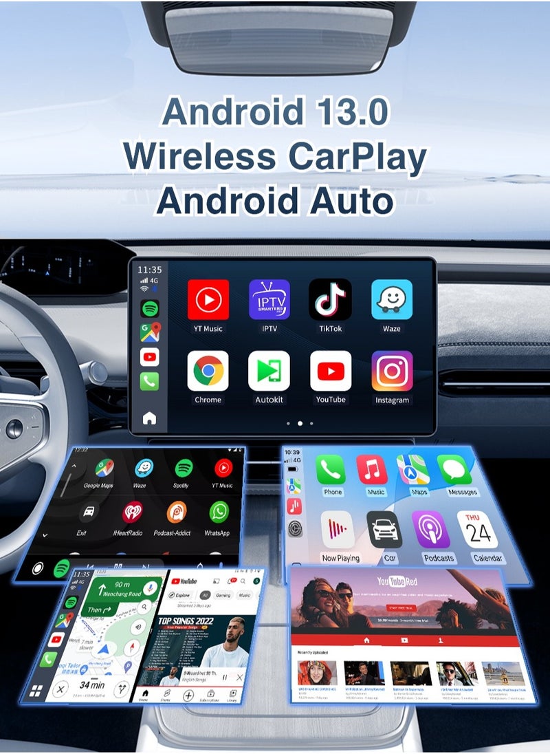 CarlinKit Smart TV Box 8GB+128GB Android 13 Aluminum Glass Box Wireless Android Auto Built-in GPS Play Store For Netflix YouTube For OEM Cars