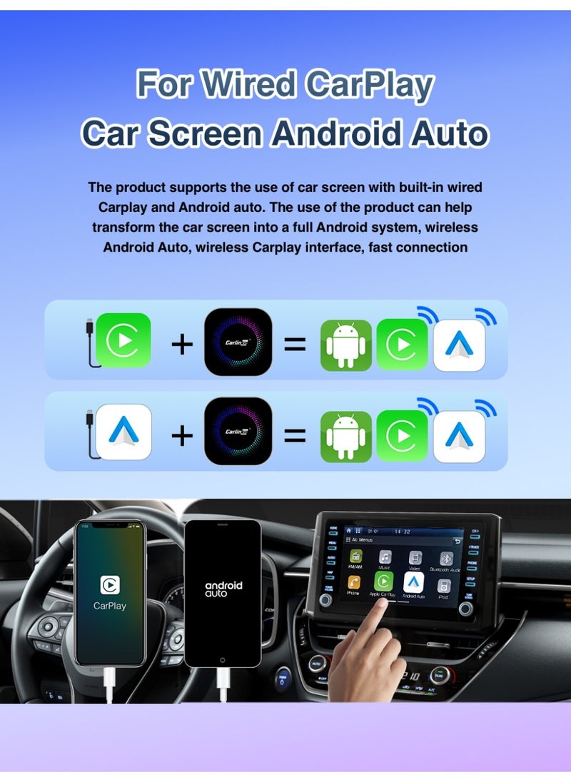 CarlinKit Smart TV Box 8GB+128GB Android 13 Aluminum Glass Box Wireless Android Auto Built-in GPS Play Store For Netflix YouTube For OEM Cars