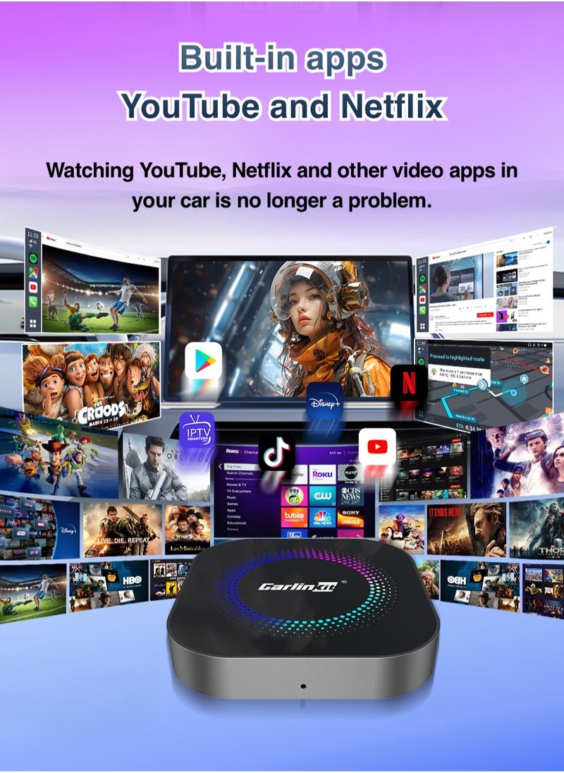 CarlinKit Smart TV Box 8GB+128GB Android 13 Aluminum Glass Box Wireless Android Auto Built-in GPS Play Store For Netflix YouTube For OEM Cars