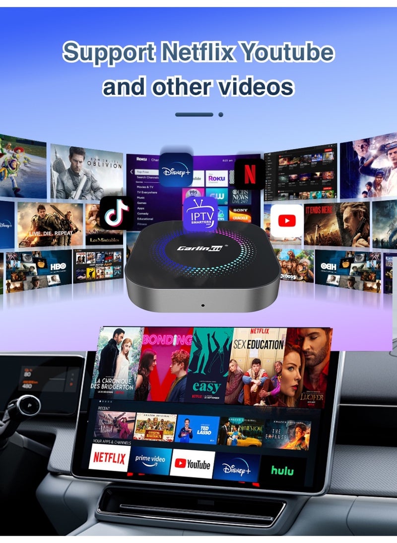 CarlinKit Smart TV Box 8GB+128GB Android 13 Aluminum Glass Box Wireless Android Auto Built-in GPS Play Store For Netflix YouTube For OEM Cars